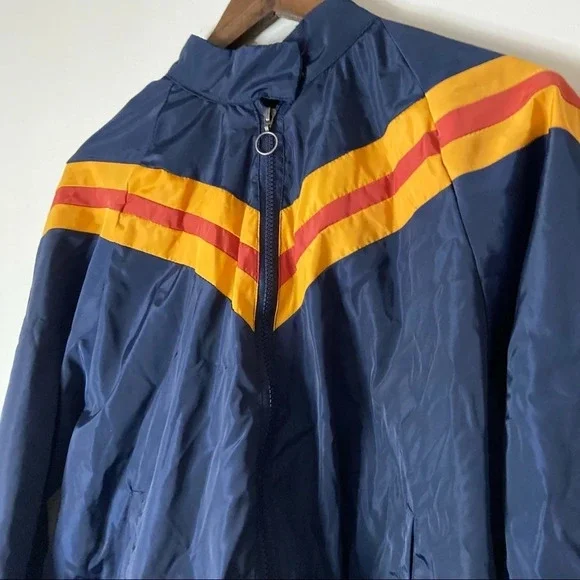 Track Windbreaker Jacket Varsity Retro Style Zip Up Size Medium Colorblock - Picture 3 of 13